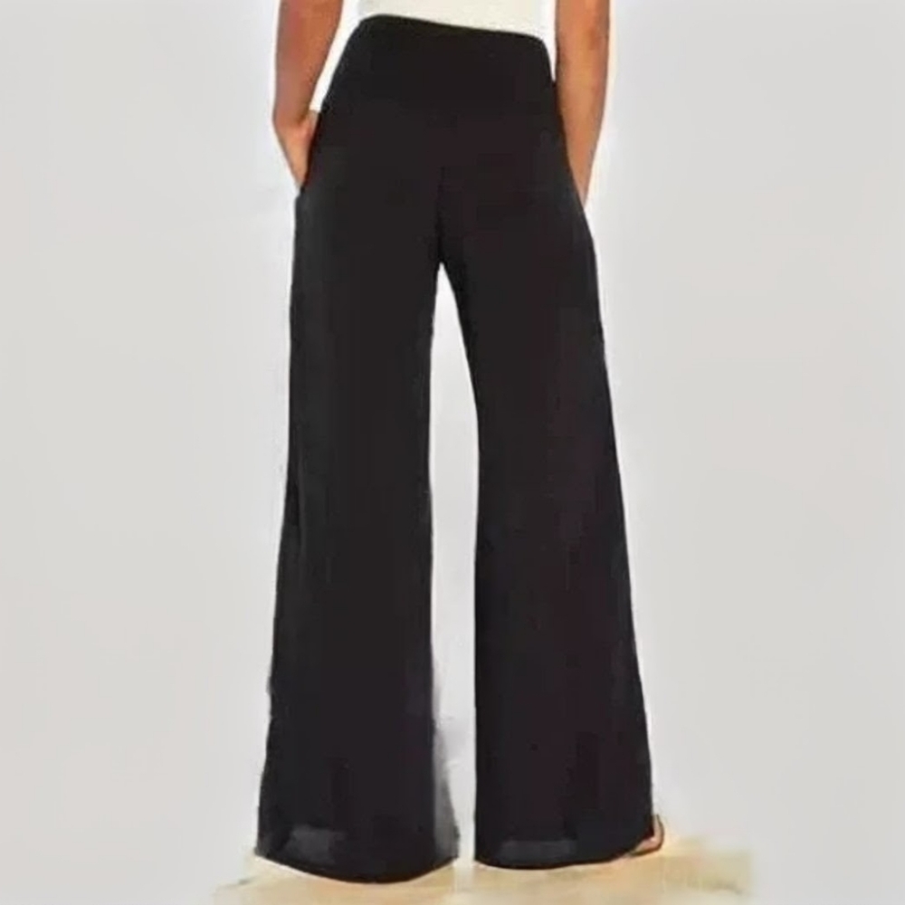 THREE DOTS Black Wide Leg Women's Pants Side Pockets Inseam 29.5 XXL